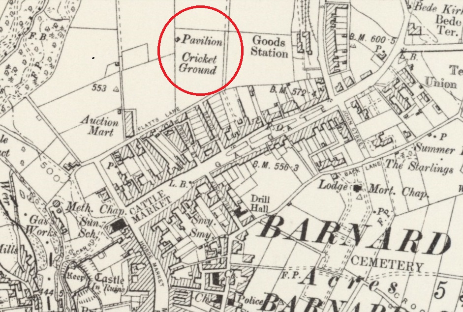 Barnard Castle - Cricket field : Map credit National Library of Scotland